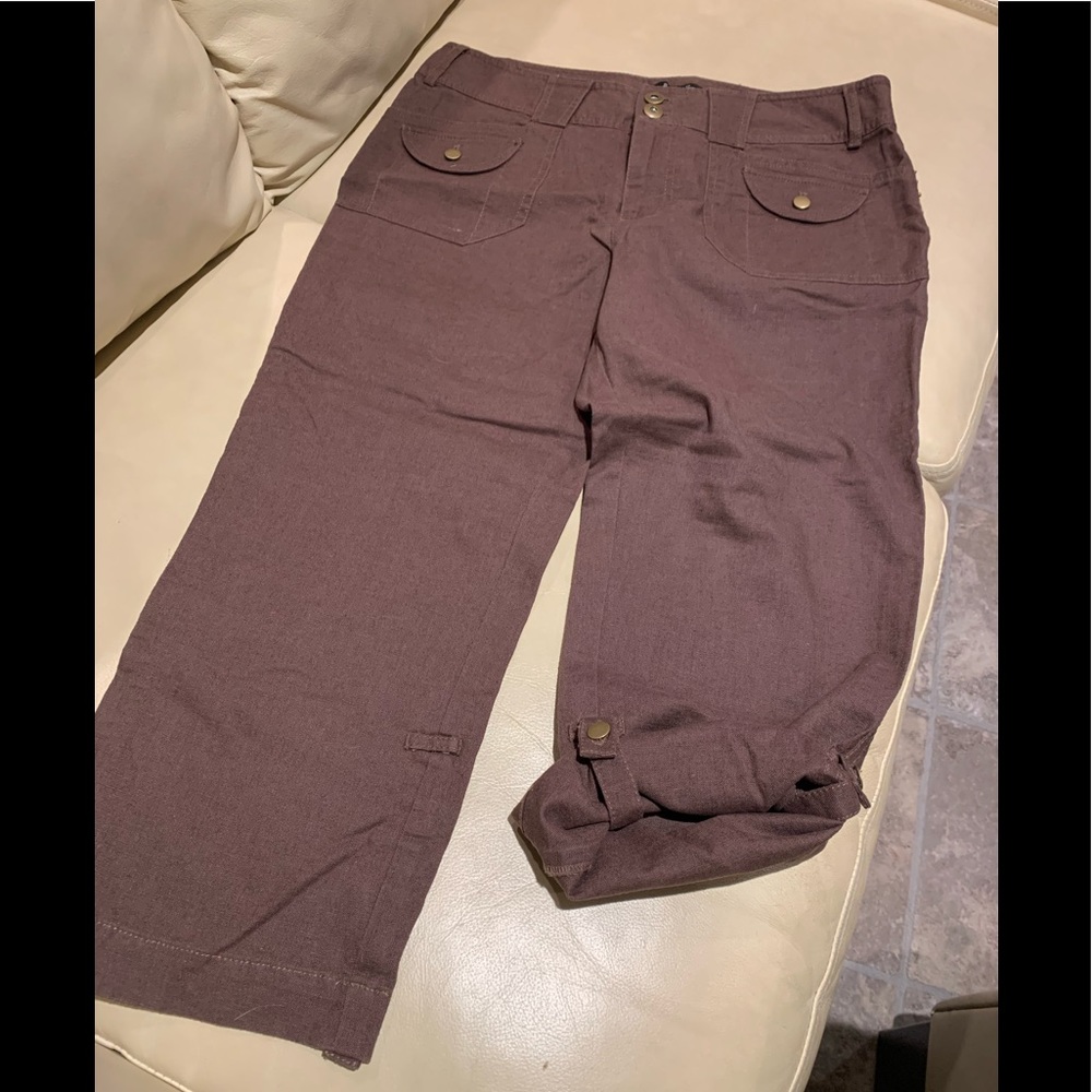 Linen brown crop pant roll up or down